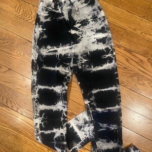 Black and White Tie-Dye Jeans